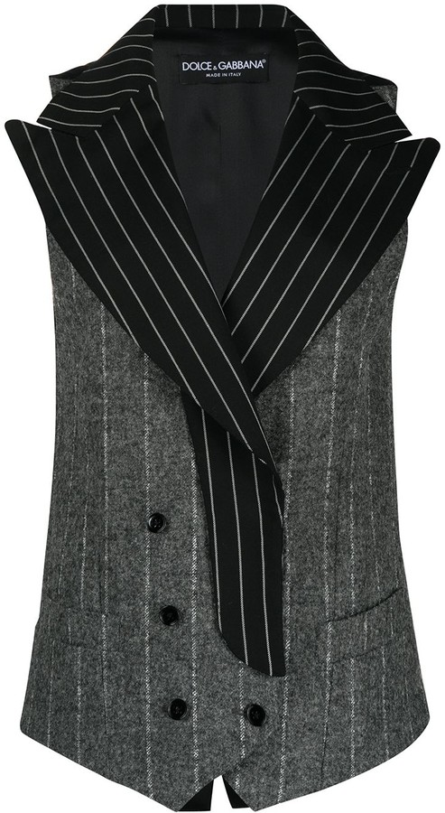 Dolce & Gabbana Pinstriped Double-Breasted Gilet - ShopStyle Coats