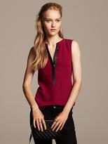Thumbnail for your product : Banana Republic Faux-Leather Trim Sleeveless Blouse