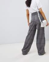 Thumbnail for your product : Stradivarius check wide pant with tie waist detail
