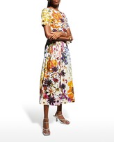 Thumbnail for your product : Oscar de la Renta Ombre Pressed Flower-Print Fit-&-Flare Dress