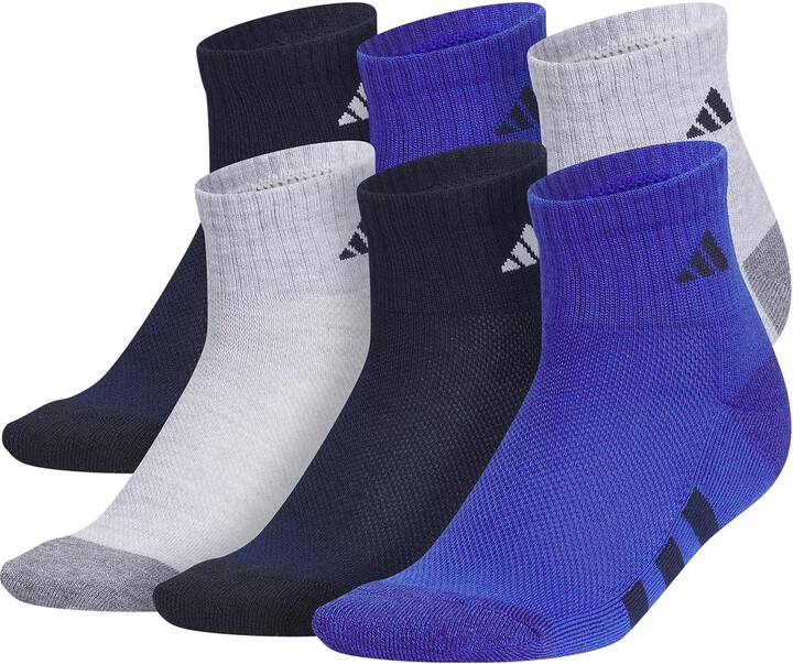 adidas Athletic Cushioned Kids' Quarter Ankle Socks 6 Pack