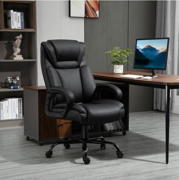 Vinsetto Desk Chair Office Chair Mesh Mid-Back Swivel Computer Desk Task  Chair Home Study Rocker With Wheels, Lumbar Support, Black W/ Wheel