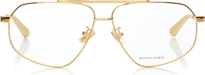 Bottega Veneta Aviator-Frame Metal Glasses