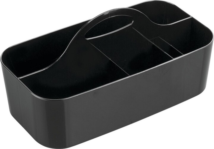 mDesign Plastic Divided Shower Organizer Basket Caddy Tote with Handle, Black ShopStyle Bath