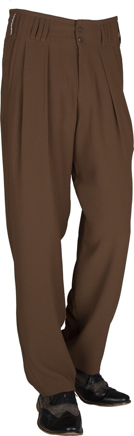 H K Mandel Pleated Mens Trousers in Brown Vintage Fashion Men 50s 60s Model  Boogie Size 44/34 - ShopStyle