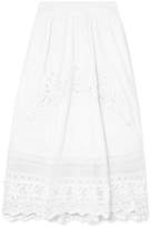 Thumbnail for your product : Place Nationale Baleine Embroidered Crocheted Lace And Cotton Skirt - White