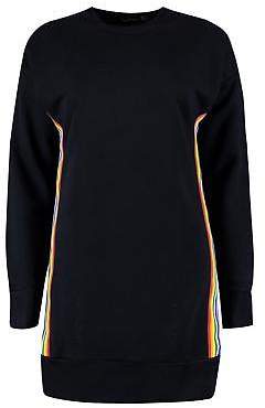 boohoo NEW Womens Georgia Rainbow Tape Sweat Dress in Polyester 5% Elastane