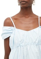 Thumbnail for your product : Simone Rocha Off-the-shoulder Tiered Taffeta Top - Blue