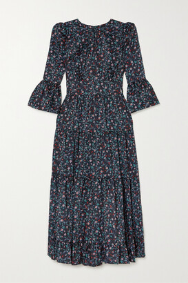 Cefinn Cordelia Tiered Floral-print Recycled Twill Midi Dress