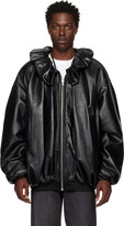 Thumbnail for your product : we11done Black Shirring Leather Jacket