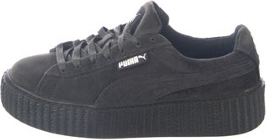 FENTY PUMA by Rihanna Suede Low Top Sneakers Blue Round-Toes Lace-Up Closure at Uppers Includes Dust Bag