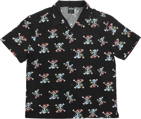 One Piece OnePiece(Manga)All-OverPrintMen'sCollaredButton-UpShortSleeveShirt-XL