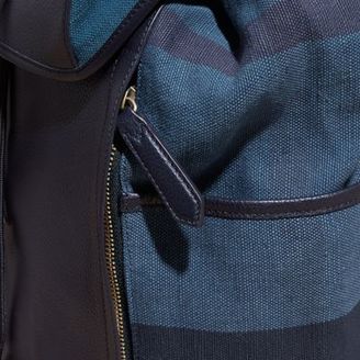 Burberry Leather and Overdyed Canvas Check Backpack