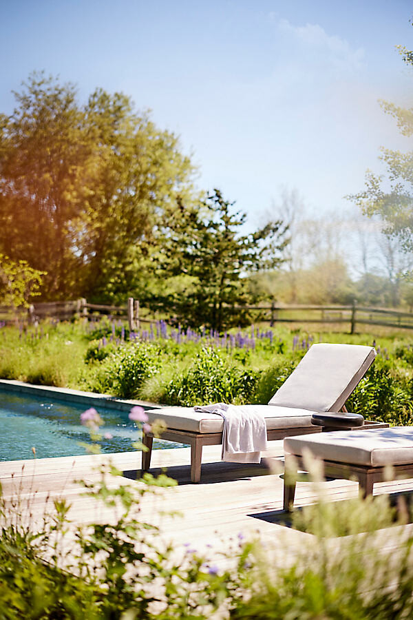 Vista Slatted Teak Chaise at Terrain