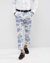 Thumbnail for your product : ASOS DESIGN Wedding Skinny Suit Pants In Blue and White Cotton Floral Print