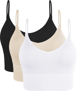 Buy Litthing Camisole Bra Seamless Adjustable Spaghetti Straps Comfortable  Daily Bra with Removable Pads (Black 1, White 1, Skin 1, M) at