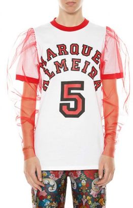 Marques Almeida Printed T-shirt With Tulle Sleeves