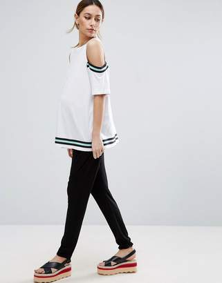 ASOS Maternity T-Shirt With Cold Shoulder Stripe Insert