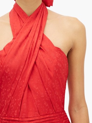 Johanna Ortiz Eccentric Vibes Halterneck Jacquard Midi Dress - Red