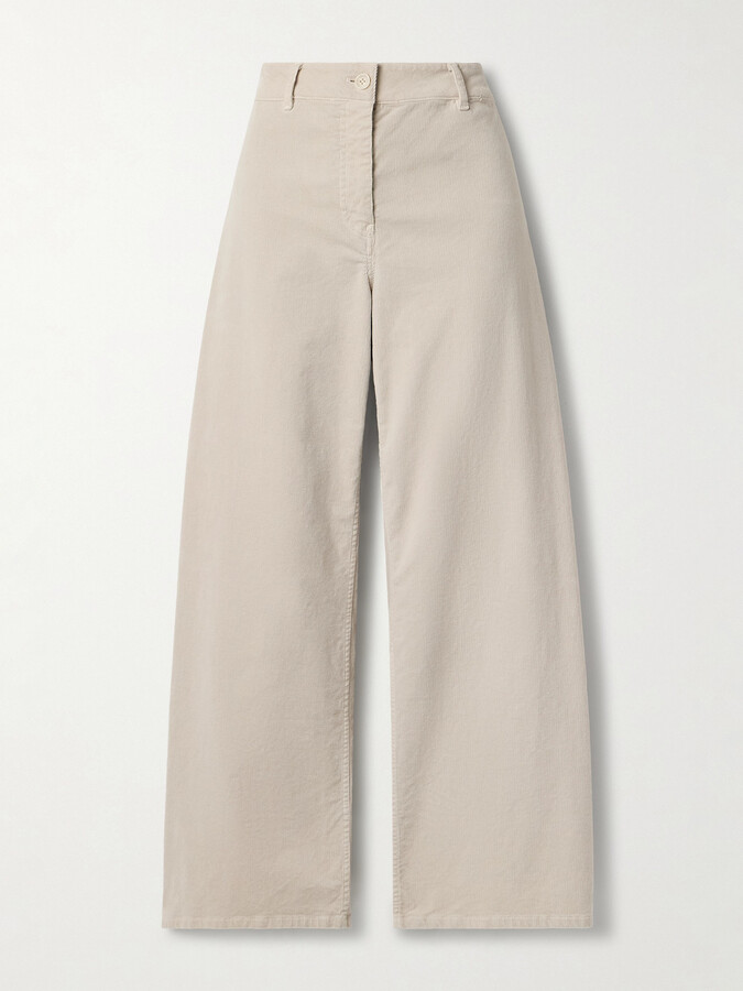 Nili Lotan Megan Cotton-blend Corduroy Wide-leg Pants - Neutrals