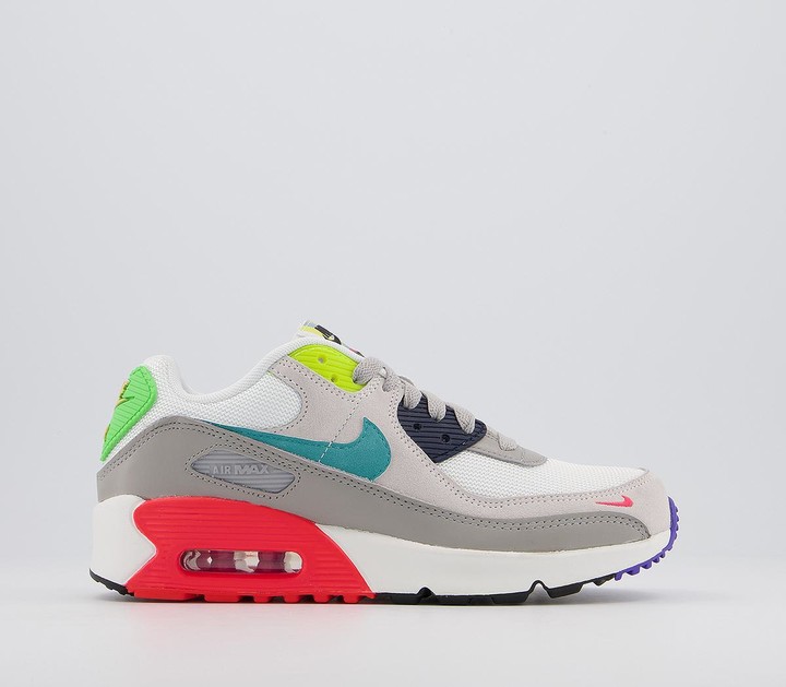 Nike Air Max 90 Gs Trainers Pearl Grey Sport Turquoise White Black - Main Image