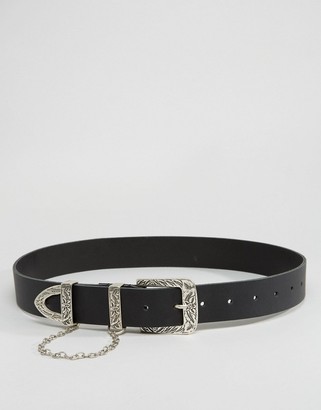 ASOS Leather Western Drop Chain Waist And Hip Belt