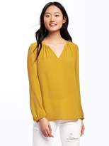 Thumbnail for your product : Old Navy Crepe Split-Neck Blouse for Women
