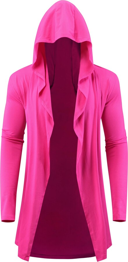 Sleeve Longline Light Hooded Cardigan Mens Open Front Longline