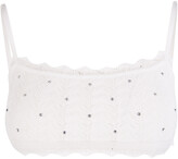 Woman White Lace Knitted Bralette 