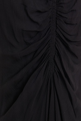 Lee Mathews Eve Satin-trimmed Ruched Silk-crepon Midi Dress