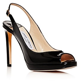 black peep toe slingback shoes