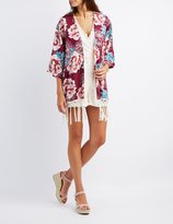 Thumbnail for your product : Charlotte Russe Floral Fringe-Hem Kimono