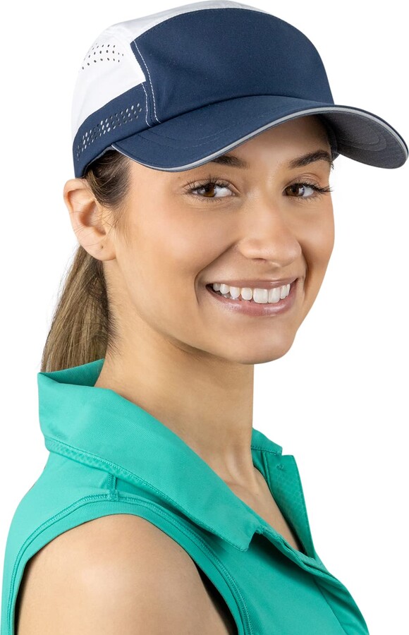 TrailHeads Women's Running Hat Recycled Sports Cap White & Navy