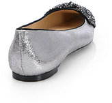 Thumbnail for your product : Tory Burch Vanessa Crystal-Bow Craquelle Suede Ballet Flats