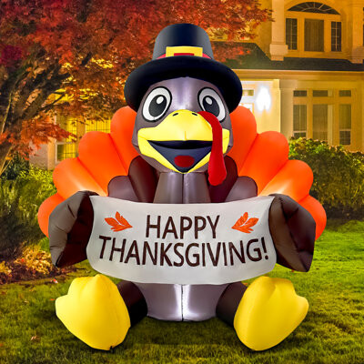 The Holiday Aisle 6.6 Ft Thanksgiving Inflatable Turkey With Built-in Led Lights