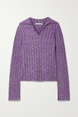 Acne Studios - Ribbed Wool-blend Polo Sweater - Purple