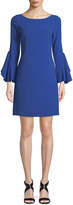 Thumbnail for your product : Elie Tahari Dori Boat-Neck Flared-Sleeve Crepe A-Line Dress