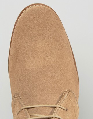ASOS Desert Shoes in Stone Suede With Piped Edging