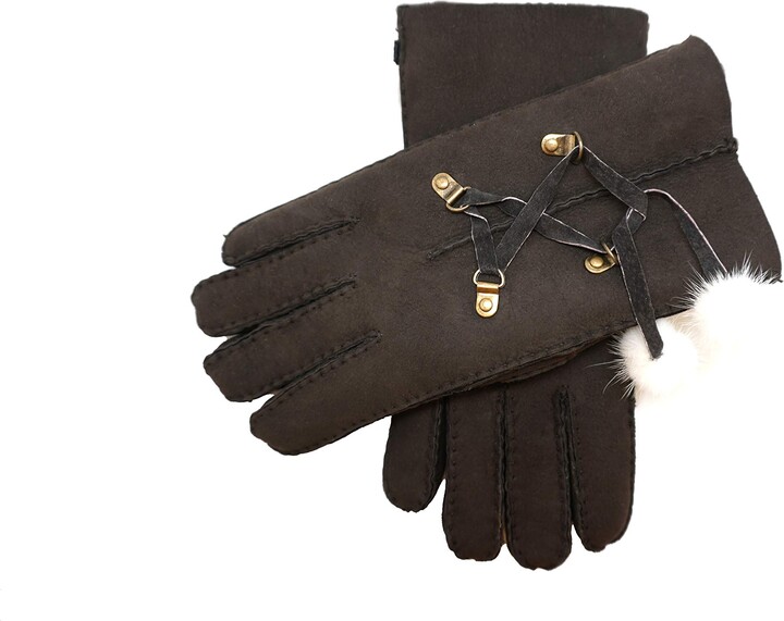 YISEVEN Women's Shearling Merino Rugged Sheepskin Mittens Sherpa