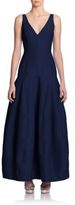 Thumbnail for your product : Halston Faille V-Neck Dropped-Waist Gown