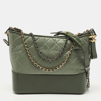 Hobo handbag, Lambskin & gold-tone metal, green — Fashion | CHANEL