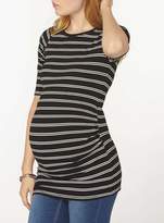 Thumbnail for your product : **Maternity Black and White Striped Ribbed Top