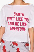 Thumbnail for your product : boohoo Ivy Santa Don't Like You Stocking Print PJ Set