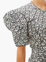 Thumbnail for your product : Preen by Thornton Bregazzi Xantha Scale-print Draped-sleeve Satin Dress - White Print
