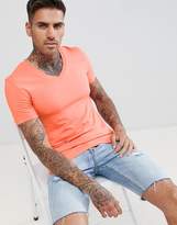 Thumbnail for your product : ASOS Design DESIGN muscle fit t-shirt with v neck in orange