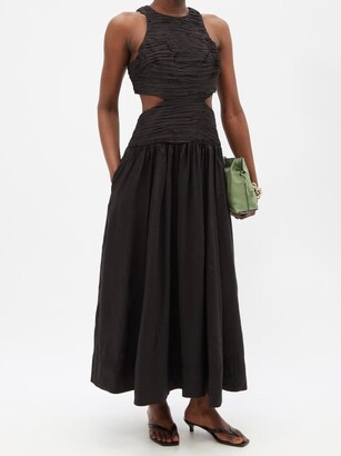 Aje Introspect Cutout Floral-twill Dress - Black