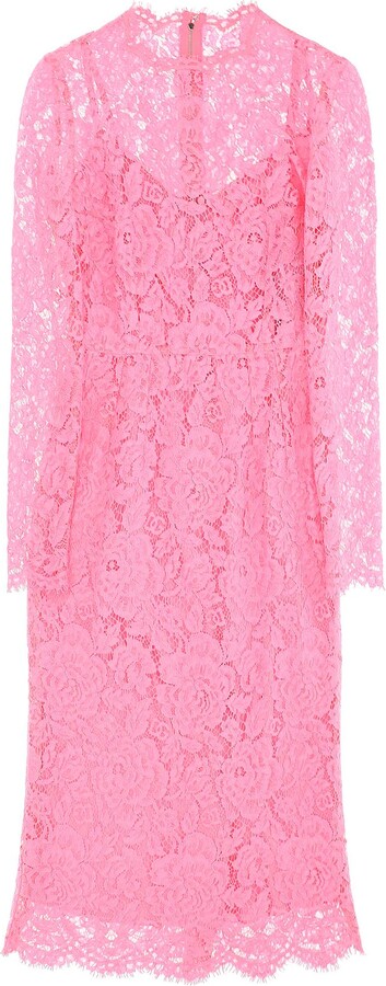 Dolce & Gabbana Midi Dress In Floral Cordonnet Lace