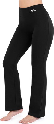 NIRLON Yoga Pants For Women Best Black Leggings straight leg 32" Inseam Length Regular & Plus Size - Black -