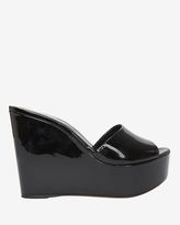 Thumbnail for your product : Sergio Rossi Lakeesha Patent Leather Wedge Slide Sandal: Black