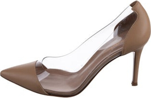 Gianvito Rossi Leather Pumps Neutrals & Clear Pointed-Toes Designer